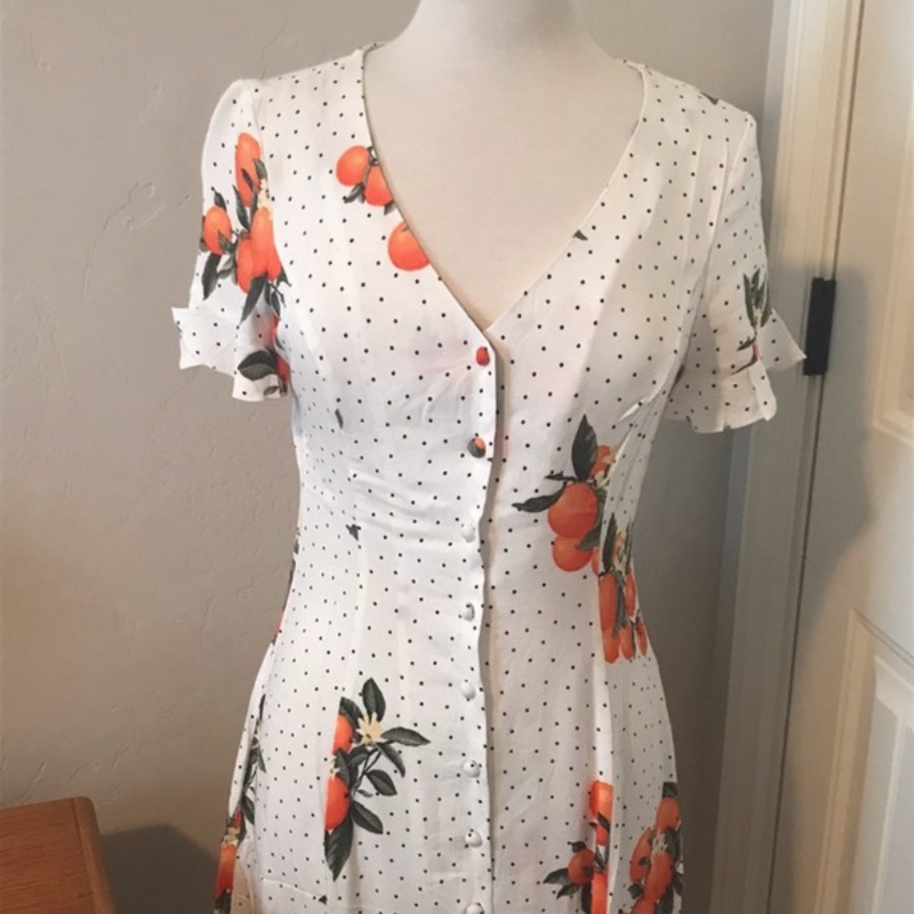 NWT Forever 21 Polka Dot Orange Pattern Dress